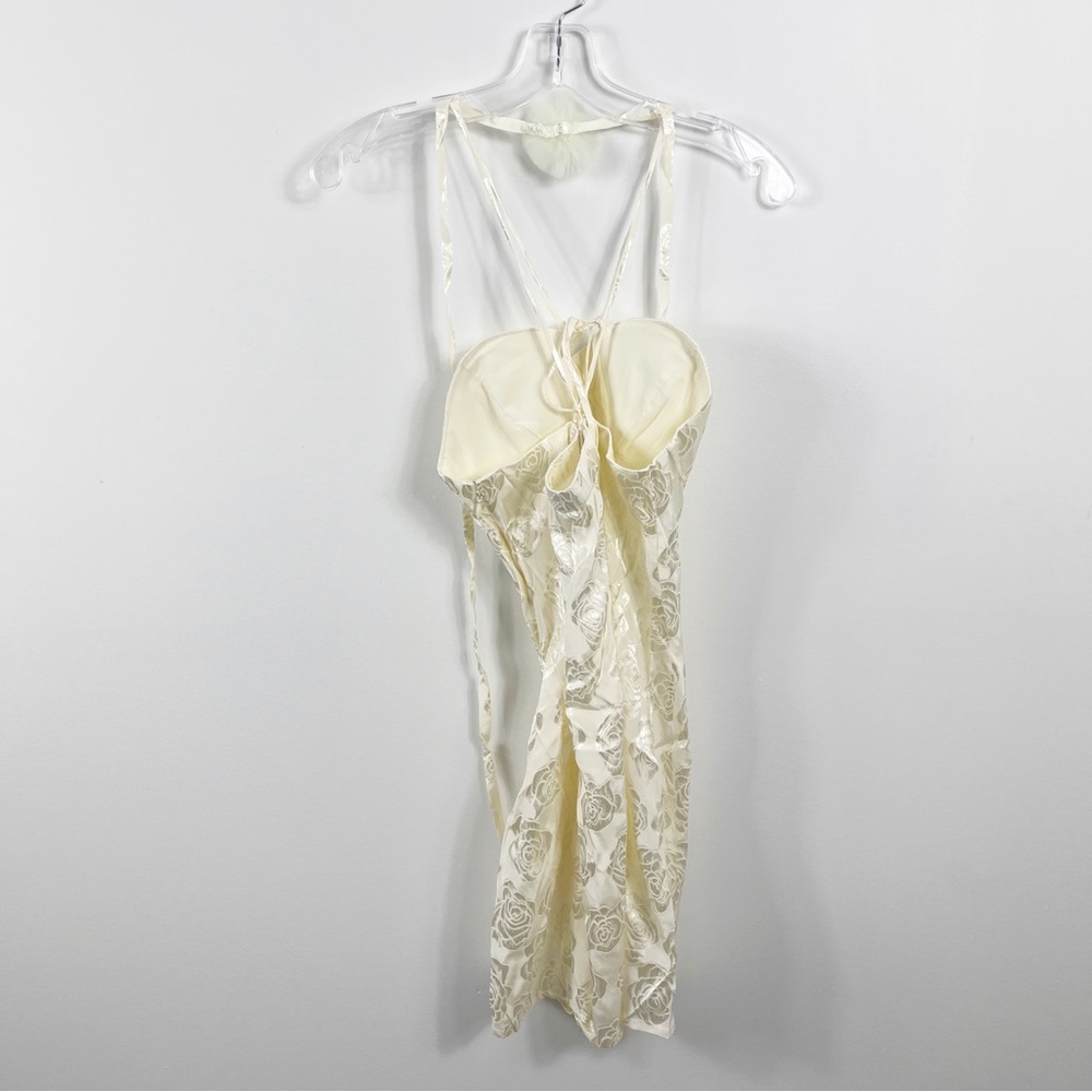 For Love And Lemons Melody Strappy Jacquard Mini Dress Size XL NWT Cream - Picture 7 of 8